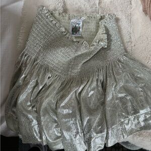 QUEEN OF SPARKLES Silver High Waist Shorts